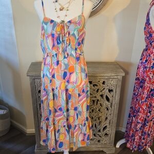 Colorful Abstract Pattern Midi Dress NWT